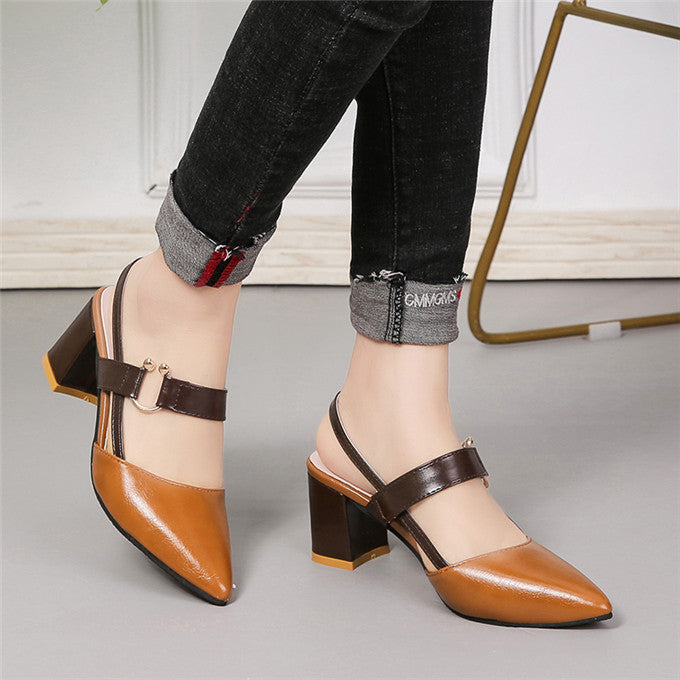 Women's Mid-Heel Open-Toe Sandals with Ankle Strap